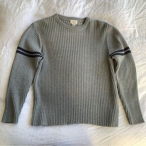 Vintage Old Navy Cotton Rib Knit 90s Arm Stripe Ringer Sweater Top Gray